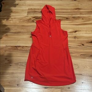 Women’s Hooded Swim Cover-Up Dress - Red/Orange